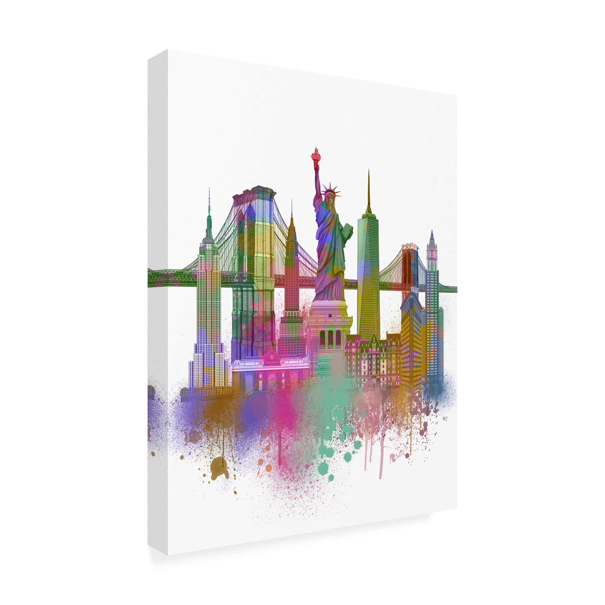 Trademark Fine Art 'New York Skyline Rainbow Bright ' Canvas Art by Fab Funky