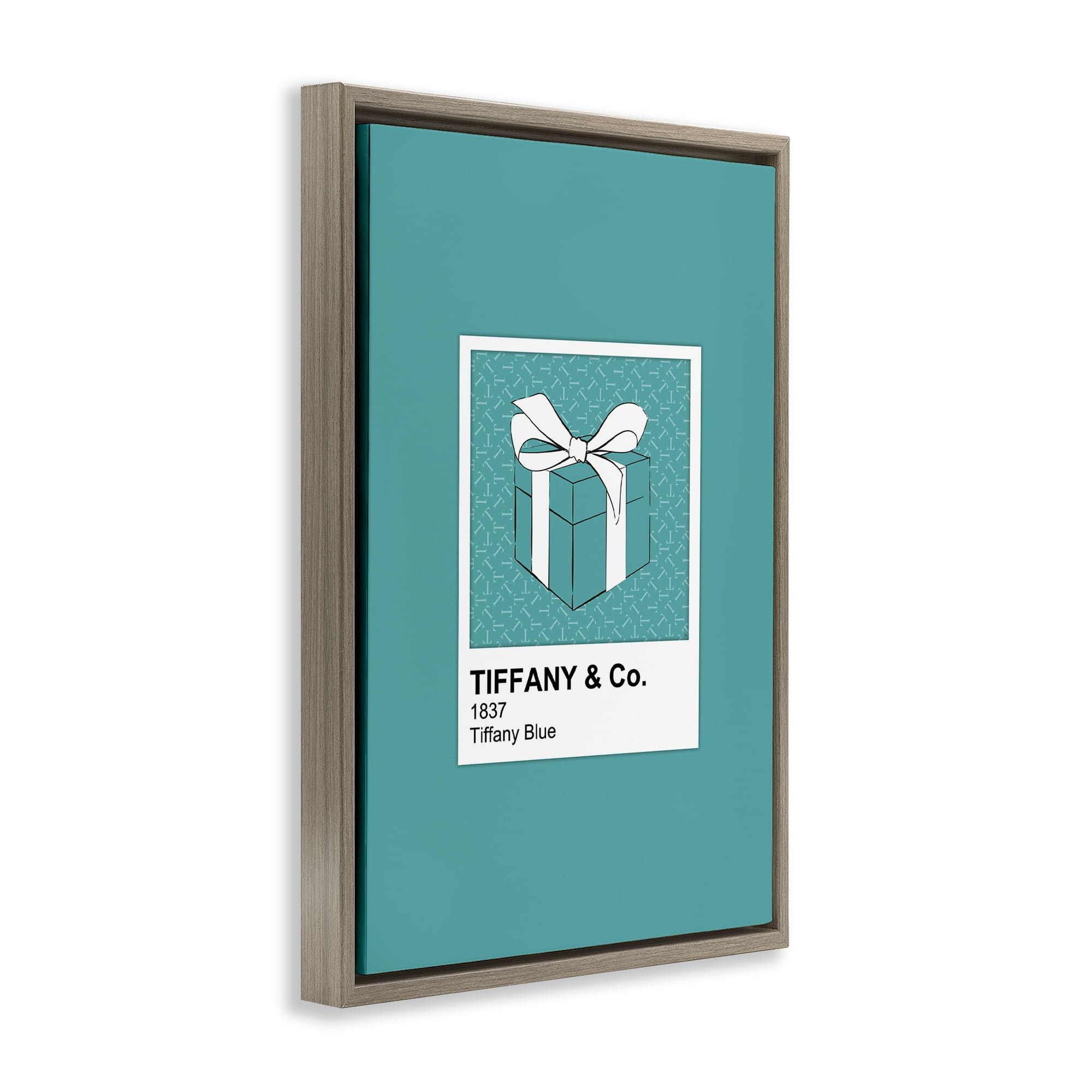 Stupell Industries Classic Blue Jewelry Box Brown Framed Floater Canvas Wall Art, design by Martina Pavlova