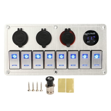 Rocker Switch Panel 8 Gang 12‑24V 5 Pin Blue Light Toggle On Off Lights ...