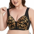 thumbnail image 2 of Plus Size Front Closure Bra Comfortable Wireless Lace Design Supportive Everyday T-Shirt Underwear, 2 of 8