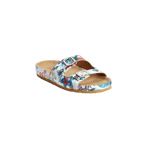 Comfortview Women's The Maxi Leather-Like Adjustable Slip On Footbed Sandal