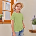 thumbnail image 2 of Dwellite Athletic Short Sleeve T Shirts for Kids Comfortable Crewneck Tops Basic Tees for Girls 2-15 Years Green 130, 2 of 5