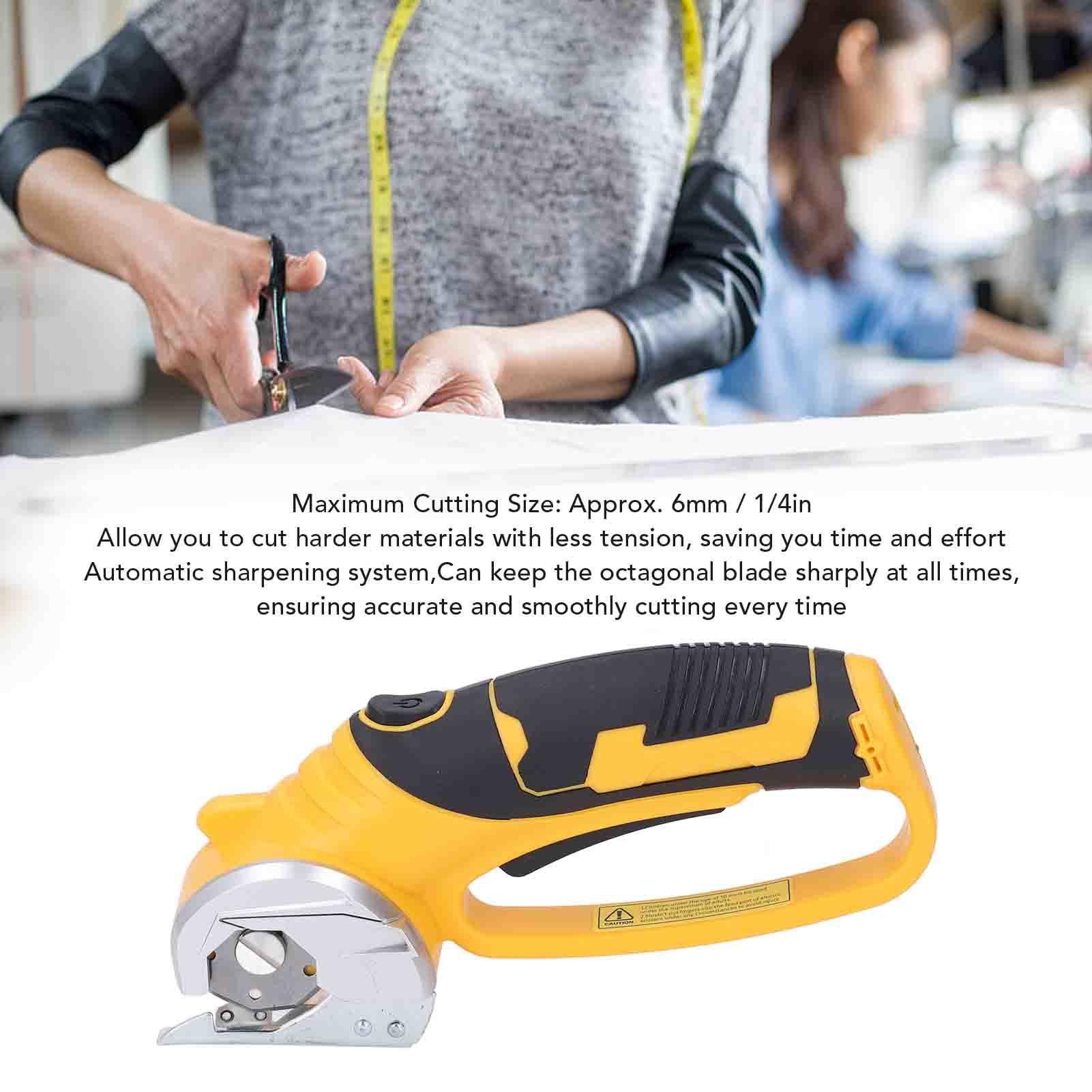 YAHHU Cordless Electric Scissor Cutter with LED Light, Automatic Sharpening, Safety Lock – Ideal for Carpet, Fabric, Leather & Cardboard