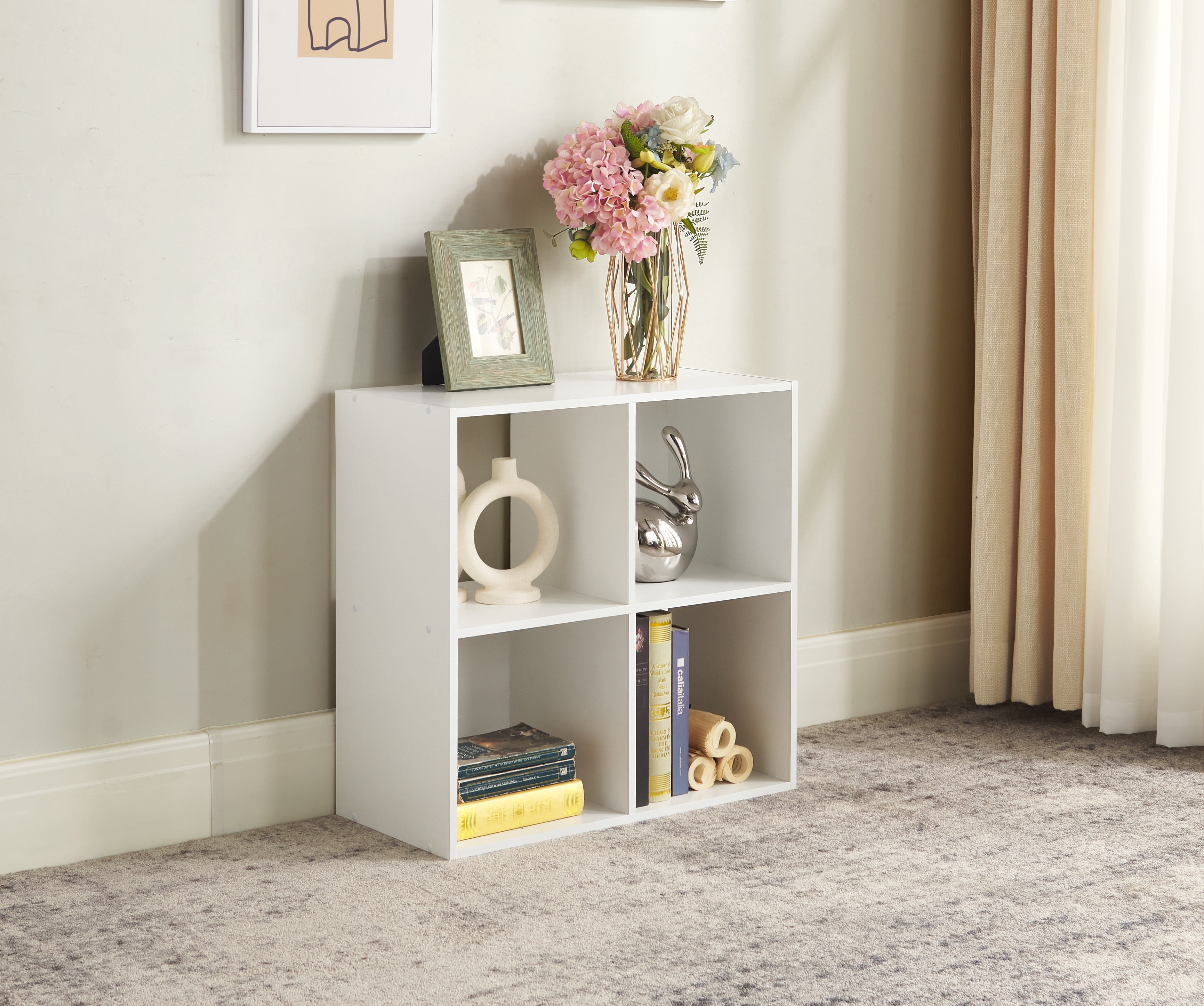 Mainstays 4 Cube Storage Organizer Bookcase, White, 2x2 - Walmart.com