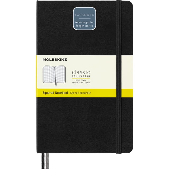 Cuaderno Moleskine Classic, tapa dura expandida, tamaño grande, negro