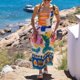 thumbnail image 2 of Vestido largo estilo camisola con grafiti bohemio para mujer, vestido largo con tirantes finos y estampado, cuello cuadrado C, 2 of 5