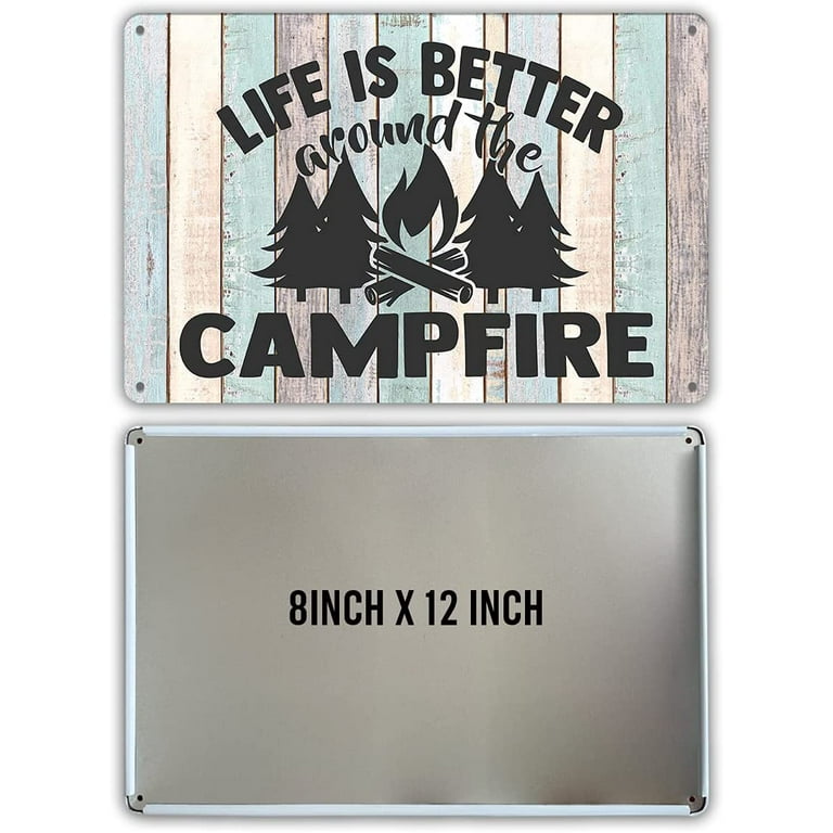 MUCHENGGIFT Funny Campsite Metal Tin Sign Wall Decor Farmhouse