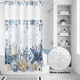thumbnail image 2 of No Hook Shower Curtain, Blue Starfish Coastal Shower Curtains for Bathroom with See Through Top Window, Eucalyptus Summer Nautical Shell Waterproof & Washable Bath Curtain Small Stall 36"x78", 2 of 9