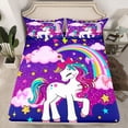 thumbnail image 2 of Homewish Cute Magical Horse Full Size Sheets 4-Piece for Teens Boys Girls,Cartoon Rainbow Starry Sky Breathable Bed Sheets,Kawaii Bow Unicorn Lightweight Sheet Sets,Super Cozy Room Decor, 2 of 7