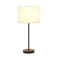thumbnail image 2 of Simple Designs Black Stick Lamp with Fabric Shade, White, 2 of 7