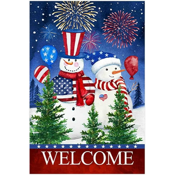Welcome Winter Snowman Outdoor Decorative Double Sided Flag for Christmas Winter Holiday 28x40 inch