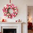 thumbnail image 4 of Pink Rose Tulip Wreath Spring Wreaths For Front Door 17.7In Artificial Floral Door Wreath For Spring Summer Decor Spring Floral Door Wreaths For Outdoor Indoor Window Wall Porch Farmhouse Home 1 Pack, 4 of 6
