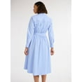 thumbnail image 4 of Free Assembly Women's and Women's Plus Belted Midi Shirtdress with Long Sleeves, Sizes XS-4X, 4 of 4