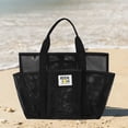 thumbnail image 5 of 1 Pc Mesh Beach Bag with Zipper Large Beach Tote for Women Beach Bags Waterproof Sandproof Toys Pool Swim Bag Travel Vacation Cruise Essentials, 11.22x7.09x11.02 Inch, Black, 5 of 5