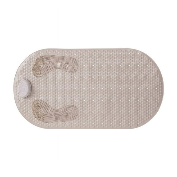 Nvzi-a 40 × 80 cm Shower Mat, Foot Massage Bathtub Mat, with A Pumice Stone and Strong Suction Cup/Drain Holes, Soft Bath Mat, Machine Washable Perfect Bath Mats for Tub Shower and Bathroom（Coffee）