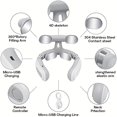 thumbnail image 3 of Hot Compress Pulse Kneading Neck Massager Deep Tissue Pain Relieve Fatigue 4 Massage Heads Neck Massager Electric Massager - White, 3 of 4