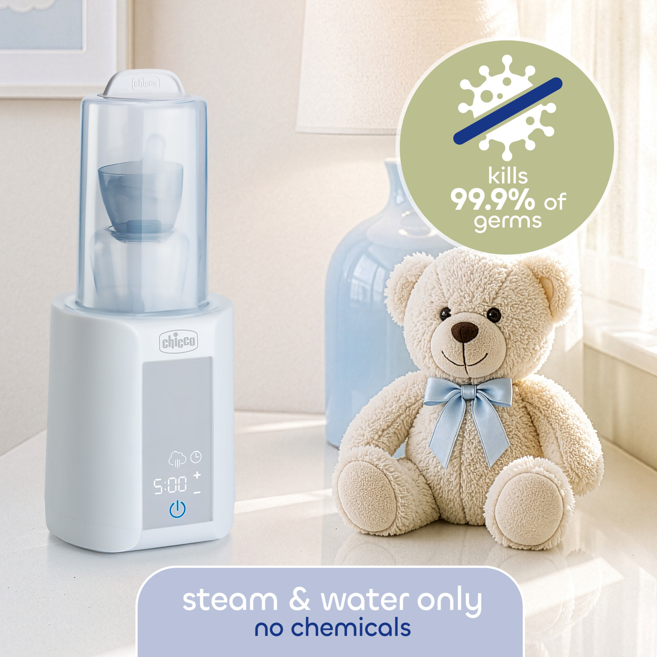 Chicco Digital Bottle Warmer & Sterilizer, White photo 7