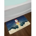 thumbnail image 2 of Outer Space Bath Mat, Rocket Taking of to Explore The Universe Woodlands and Mountains in Backdrop, Plush Bathroom Decor Mat with Non Slip Backing, 29.5" X 17.5", Navy Blue, 2 of 2