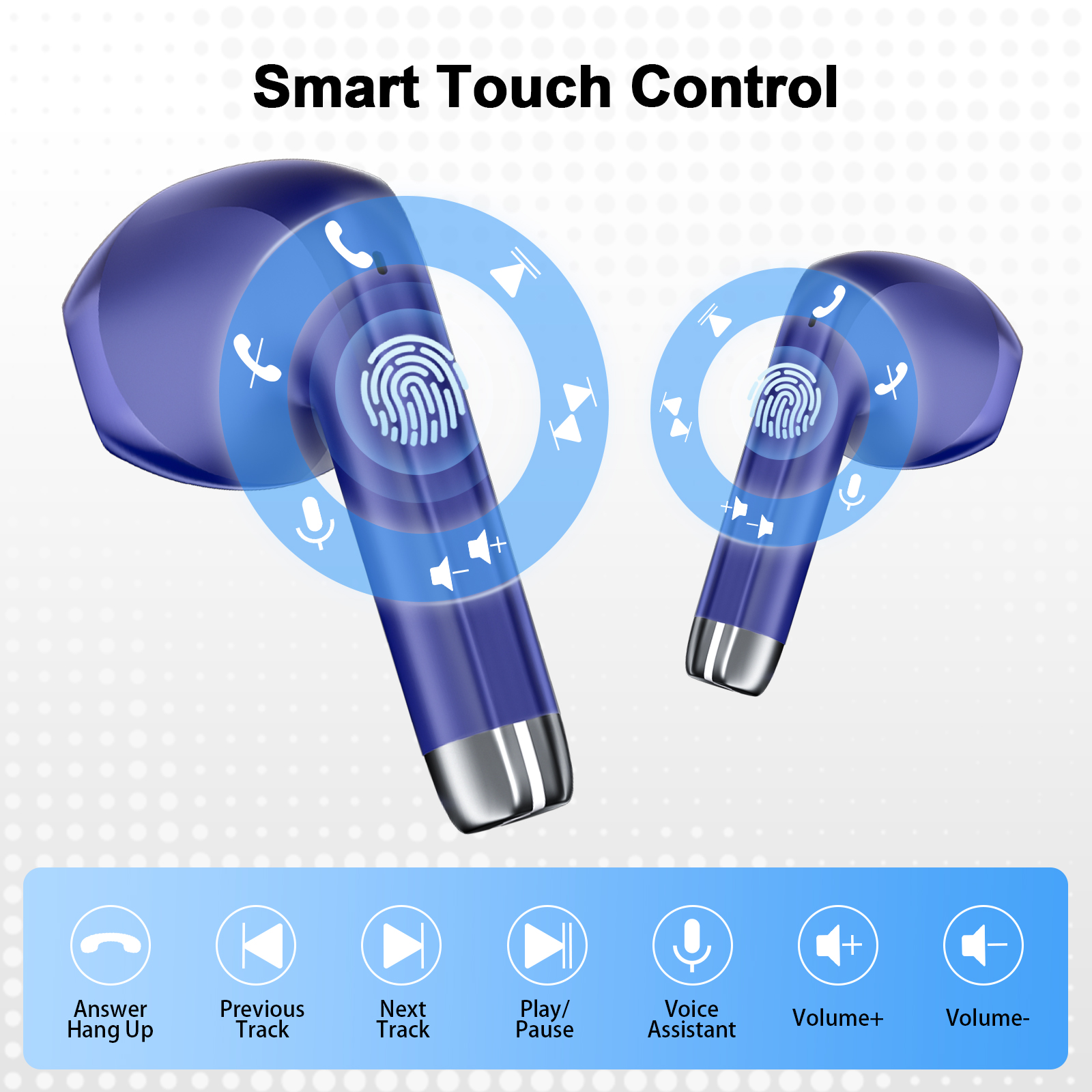 WeurGhy Wireless Earbuds Bluetooth 5.4 Noise Cancelling, Blue photo 4
