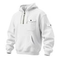 thumbnail image 4 of Zylanna Men's Hooded Sweatshirts with Pockets, Soft & Warm Half-Zip Solid Color Casual Sport Hoodies Pullover for Men White, 4 of 6