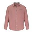 thumbnail image 4 of asdoklhq Clearance, 2025 Summer Fall Mens Tops Clearance under $5 Men Casual Solid Cotton and Linen Tie Pocket Plaid Patchwork Turndown Long Sleeve Button Shirt,Pink XXXL, 4 of 9