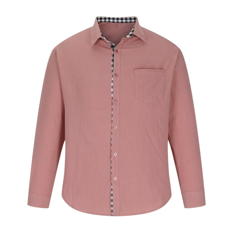 dusty pink dress shirt Men's Solid Pink Long Sleeve Dress Shirt, Stain Repellent, Wrinkle Resistant main image 0