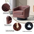 thumbnail image 3 of UIXE Swivel Accent Chairs Set of 2 Barrel Chairs Modern Round Swivel Chair for Living Room, Red Brown, 3 of 6