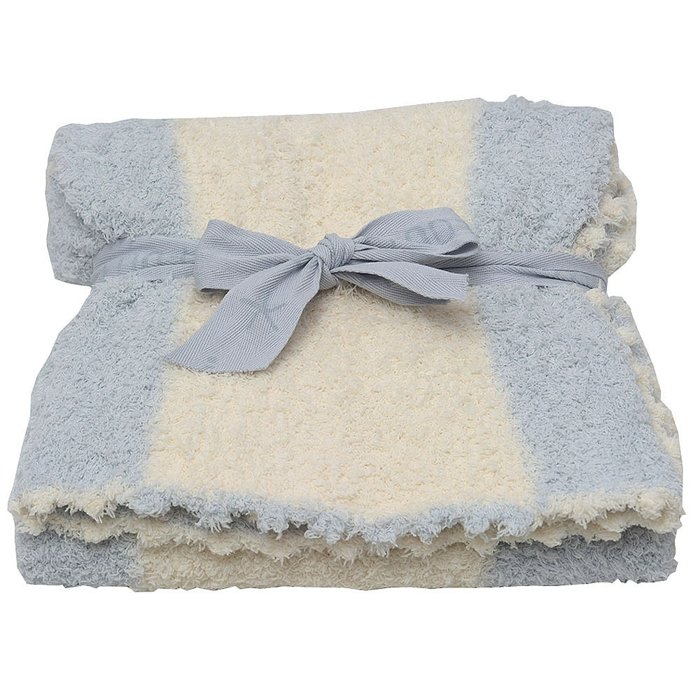Barefoot Dreams Boys Blue Cozychic Stripe Receiving Blanket size 30"x32