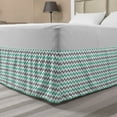 thumbnail image 1 of Chevron Bed Skirt, Chevron Pattern Geometric Wavy Zigzag Herringbone Stripes Illustration, Elastic Bedskirt Dust Ruffle Wrap Around for Bedding Decor, 4 Sizes, Seafoam Grey White, by Ambesonne, 1 of 2