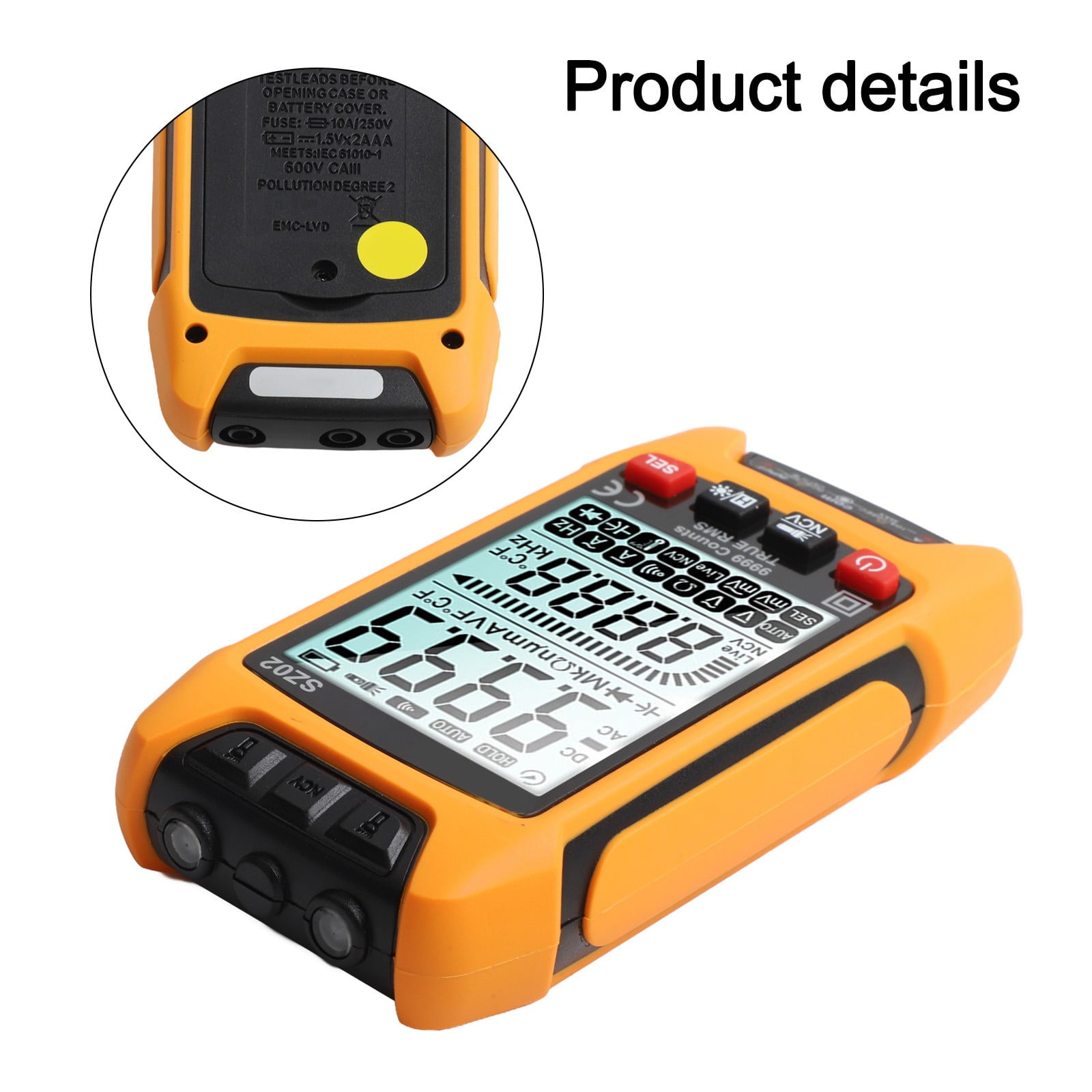 Sz02 Smart Digital Multimeter 6000 Counting Rms Automatic Capacitance Meter Orange