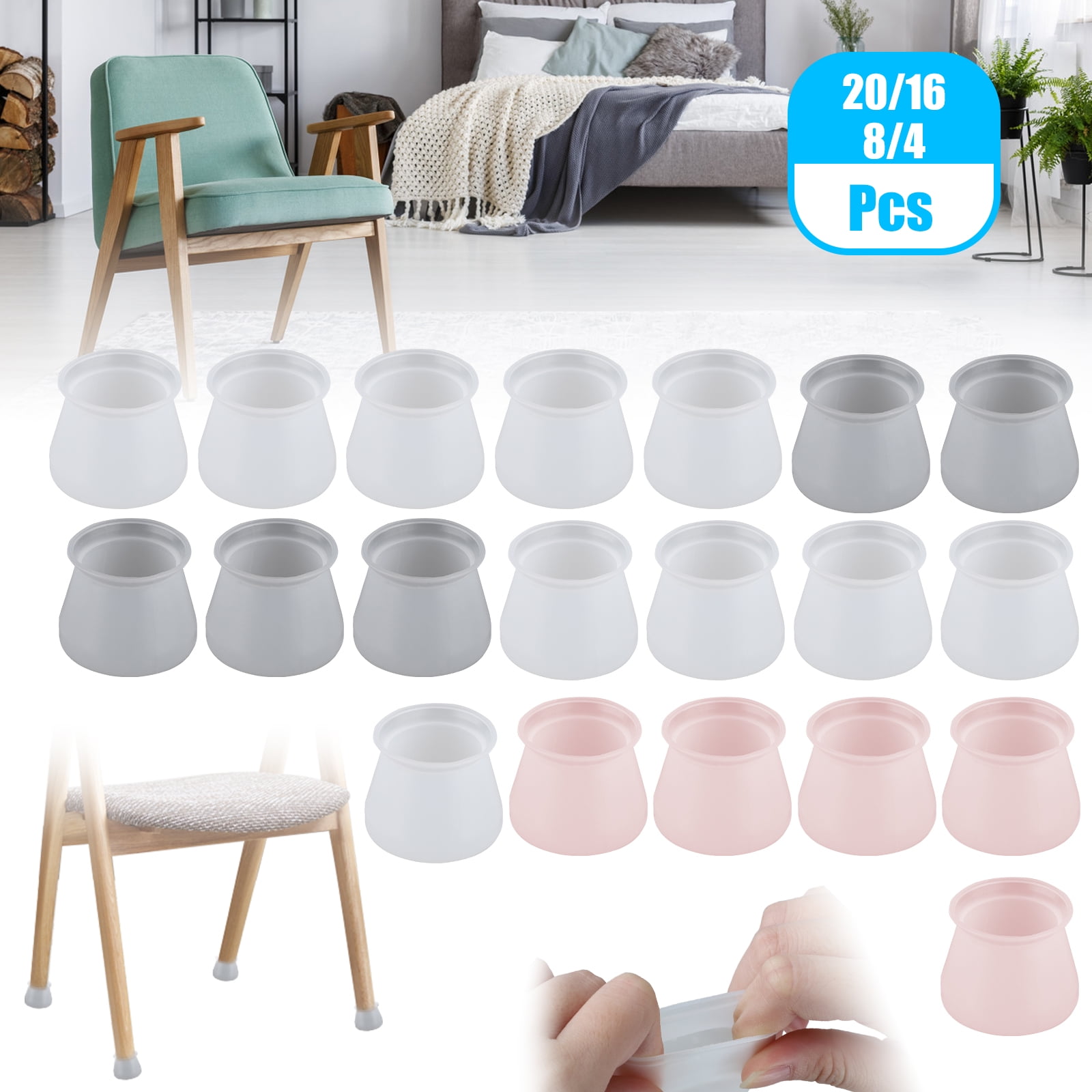 Chair Leg Caps Silicon Protection Cover, 20/16/8/4Pcs Silicon Floor