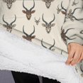 thumbnail image 3 of Oversized Wearable Blanket Hoodie,Beige Antelope Head Pattern Sherpa Blanket Hoodie with Super Pockets,Super Warm Fuzzy Pullover for Women & Men, 3 of 6