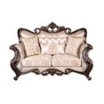 thumbnail image 2 of Benjara Cona 70" Loveseat- Gold Carved Details- Brown- Button Tufted Beige, 2 of 6