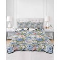 thumbnail image 2 of Quilt King Size Bedding Set, Blue Pink Spring Floral Reversible Summer Quilt 3 Pieces, Vintage Summer Botanical Lightweight Bedspreads Coverlets with 2 Pillow Shams for All Seasons, 2 of 5