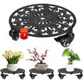 thumbnail image 1 of Support de Plante Roulant avec Roues 2 Pack Caddy de Plante en Métal Robuste 11 Pouces Support de Plante en Fer Forgé Rouleaux Ronds pour Grandes Plantes en Pot et Pot de Fleurs Noir, 1 of 6