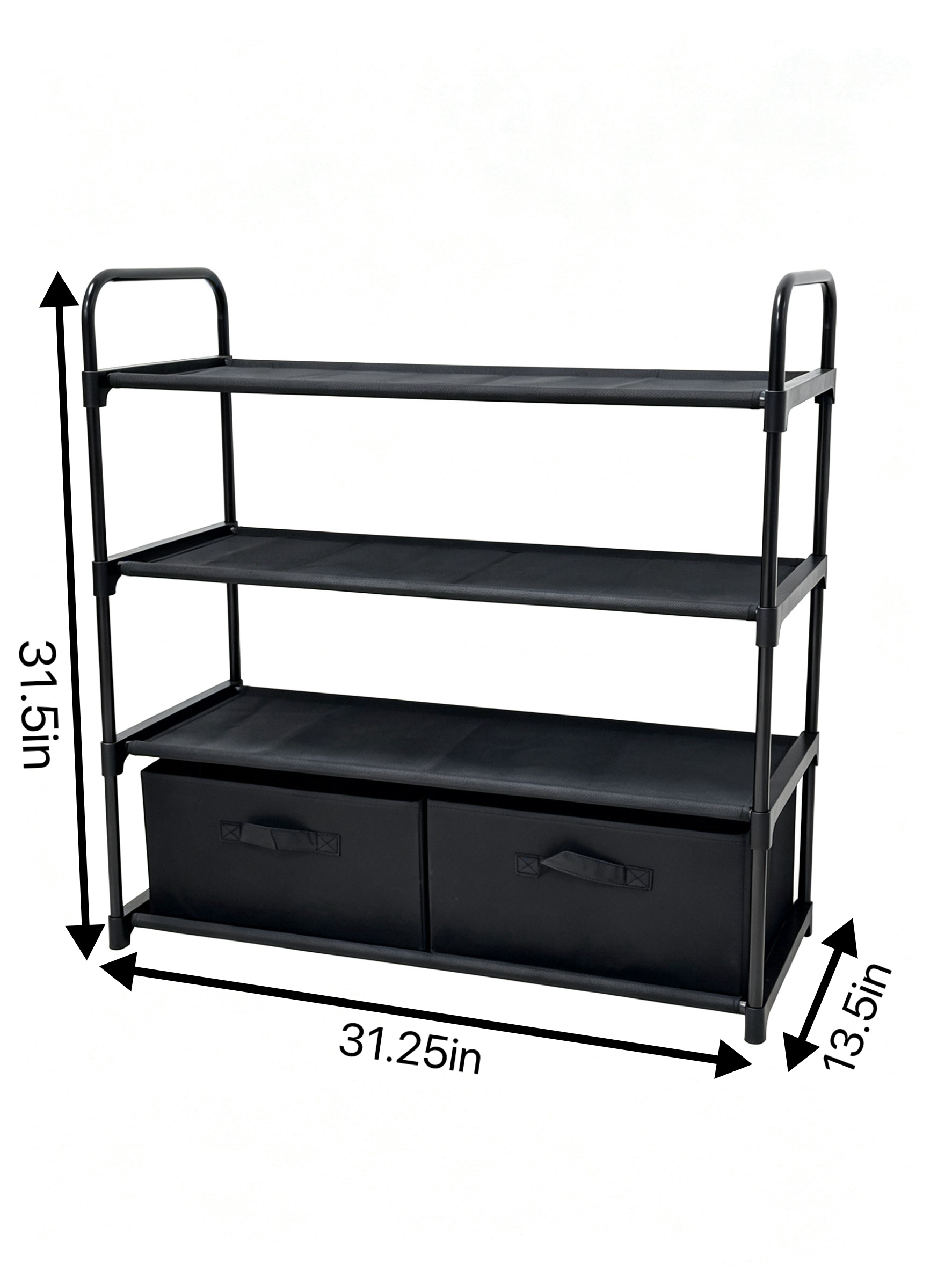 Mainstays 4-Shelf Closet Organizer with Fabric Bins, Black photo 2