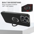 thumbnail image 2 of for iPhone 15 Pro Case with Ring Holder Cover Microfiber Inner Lining [360° Rotatable Ring Stand & Support Magnetic Car Mount] Soft TPU Protective Kickstand Phone Case for iPhone 15 Pro Black, 2 of 14