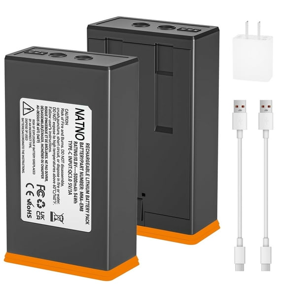 2 Pack Upgrade 5000mAh Battery for Moultrie Edge Cellular Trail Camera Battery Pack, Compatible with Moultrie Edge 2 / Edge 2 Pro / Edge / Edge Pro Trail Hunting Cameras, Include Cable   Wall Plug