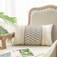 thumbnail image 1 of Lumbar Throw Pillow Covers 12 X 20 Inch For Farmhouse Living Room, Cotton & Burlap Textured Striped Woven Boho Pillow Covers 1pc, 1 of 4
