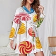 thumbnail image 3 of Sweets And Rainbow Lollipops Pattern Night Robe Long Sleeve V Neck Robe With Belt Women's Sleepwear Dresses, 3 of 9