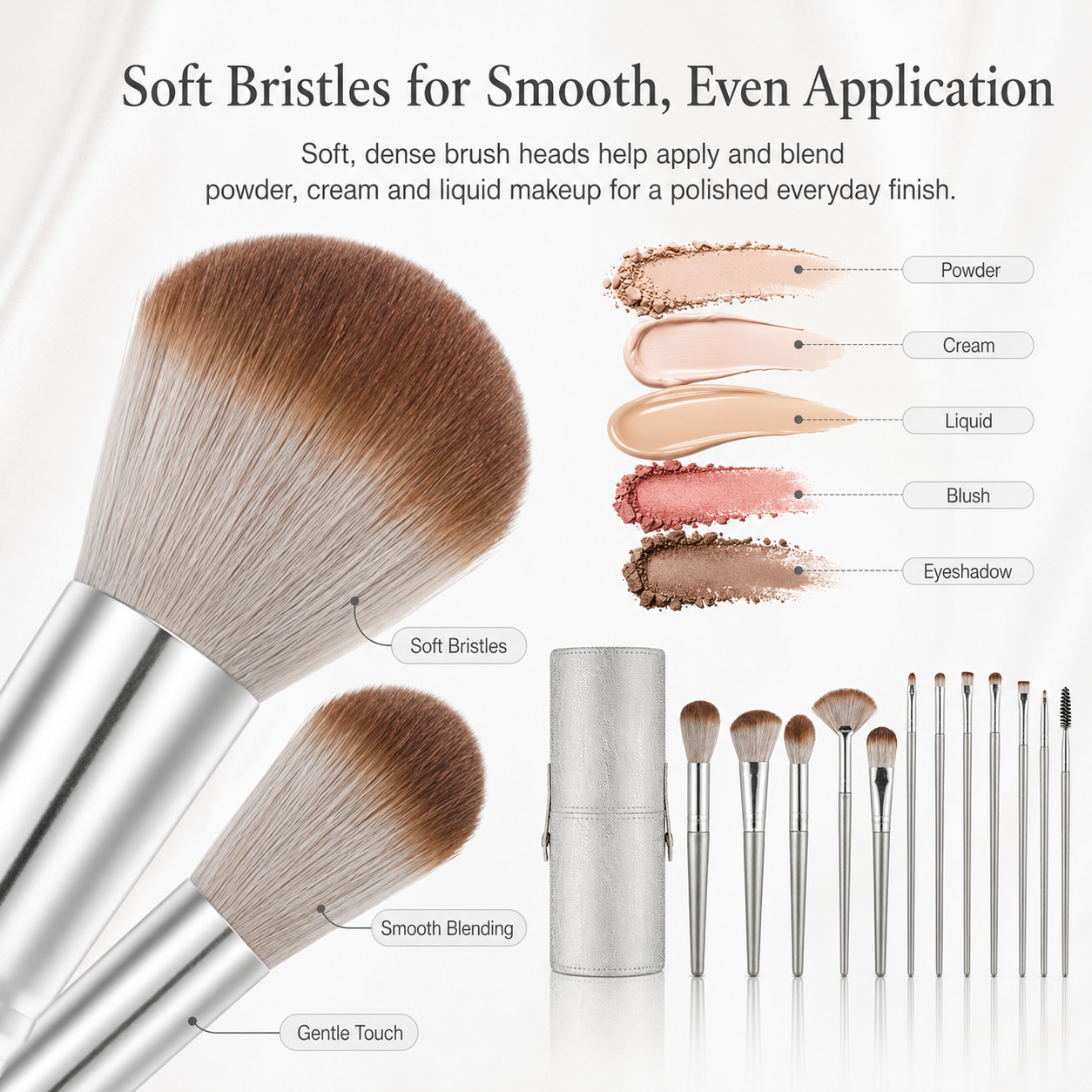 Niuta 14-Piece Professional Makeup Brush Set with Storage Cup photo 3