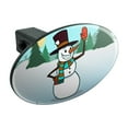 thumbnail image 1 of Snowman Waving Christmas Holiday Oval Tow Trailer Hitch Cover Plug Insert, 1 of 3