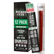 Wicked Cutz Premium Beef Sticks, High Quality, Protein-Rich, Italian Style, 1.5 oz, 12-Pack