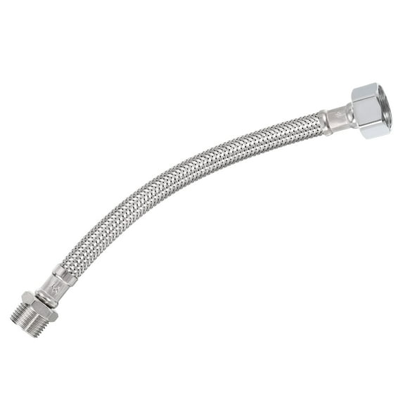 Uxcell 8" Faucet Supply Line Connector, G1/2 Female x G3/8 Male 304 Stainless Steel Water Supply Hose