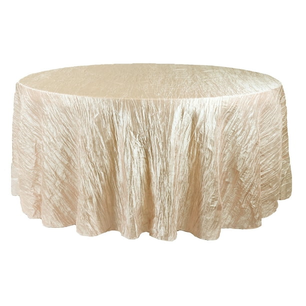 Your Chair Covers - 132 Inch Round Crinkle Taffeta Tablecloth Champagne ...