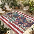 thumbnail image 2 of Outdoor Rug 4x6 ft 4th of July Waterproof Outdoor Patio Rug Mat Non Slip Outside Area Carpet for RV,Camping,Porch,Deck,Pool,Balconybackyard,Patriotic Sunflower Floral Eucalyptus Leaf Red Striped, 2 of 9