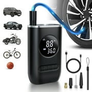 Tire Inflator Portable Air Compressor, 150PSI Cordless Air Pump for Car Tires with Digital Pressure Gauge, Rechargeable Tire Pump with LED Light for Car Bike Motorcycles Balls
