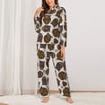 thumbnail image 2 of Pajama Sets for Women 2 Pcs, Ethnic Owl Button Down Long Sleeve Sleepwear Lounge PJ Sets, 2 of 6