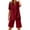 Wine, variant on Enjoytime Summer Sets Women 2 Piece Outfits Solid Color Short Sleeve Button Down Blouse and Matching Drawstring Shorts Plus Size Outfits Wine XXL