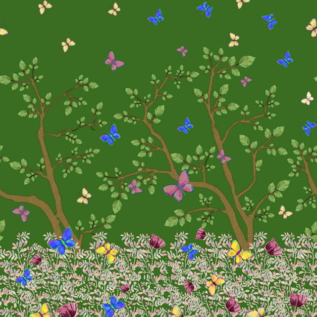 Soimoi Tissu Satin Modal Vert Panneau Insecte & Arbre Décor Tissu Imprimé BTY 42 Pouces de Large